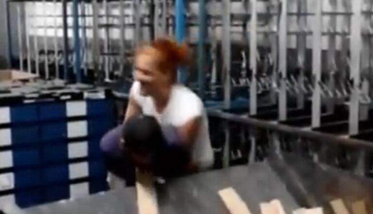 Womanhandled – Woman throws a man into trash can