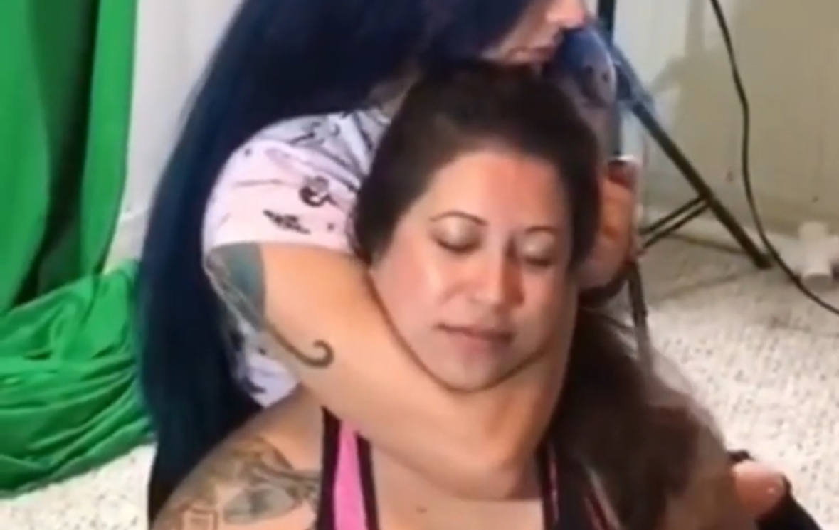 Girl chokes out her friend