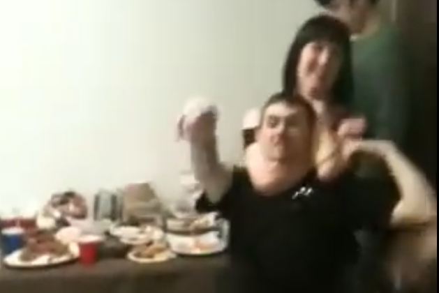 Woman chokes out a man