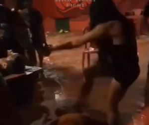 Woman knocks out a man