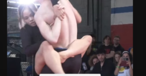 Small girl taps out a bigger guy in Jiujitsu Match 386