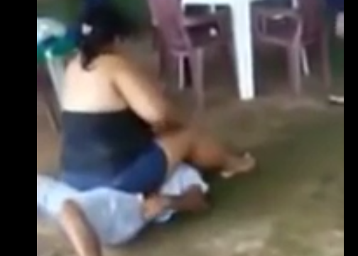 Man vs Woman Street Fight Face sitting