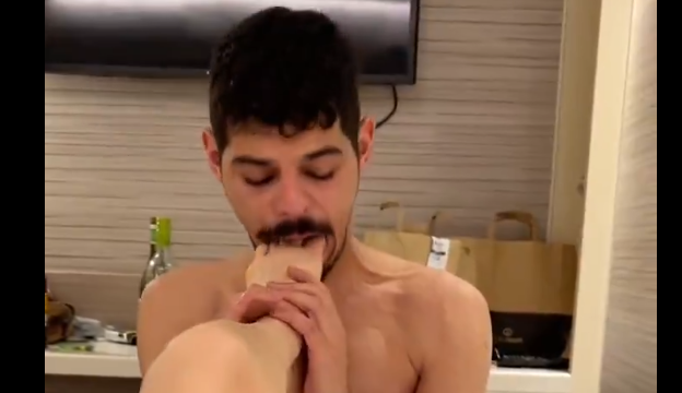 Goddess makes a slave gag on her feet