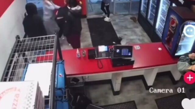 Girl Fights Off Rivals Who Showed Up at Her Work – CCTV Footage